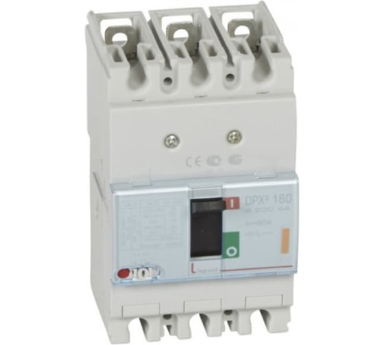 Изображение товара Автоматический выключатель Legrand DPX³ 160 - термомагнитный расцепитель - 25 кА - 400 В~ - 3П - 80 А 420044