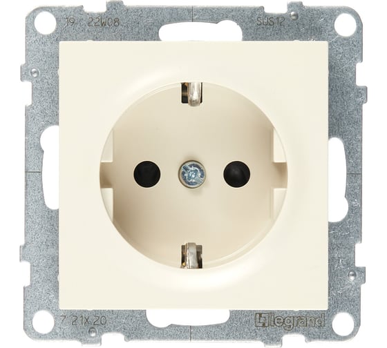 Изображение товара Силовая розетка Legrand SUNO 2К+З 16А 250В с защитными шторками.Безвинтовые зажимы. Цвет Слоновая кость 721220