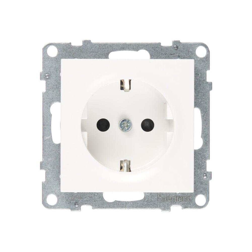 Изображение товара Силовая розетка Legrand SUNO 2К+З 16А 250В с защитными шторками. Винтовые зажимы. Цвет Белый 721124
