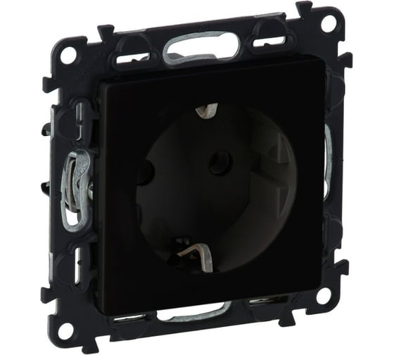 Изображение товара Силовая розетка Legrand Valena LIFE 2К+З 16А 250В с защитными шторками. Безвинтовые зажимы. С лицевой панелью. Антрацит. 756320