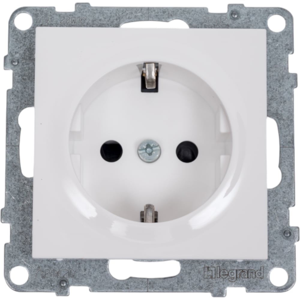 Изображение товара Силовая розетка Legrand SUNO 2К+З 16А 250В с защитными шторками, безвинтовые зажимы, белая