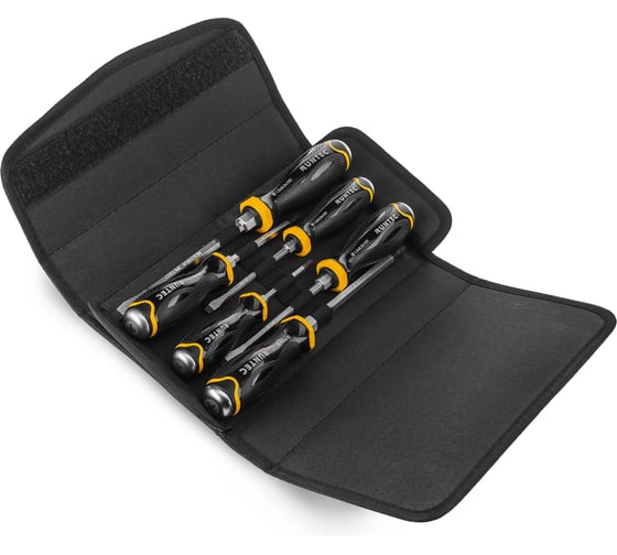 Изображение товара Набор усиленных отверток RUNTEC CrV со сквозным стержнем в сумке, 6 предметов RT-SD3BX6