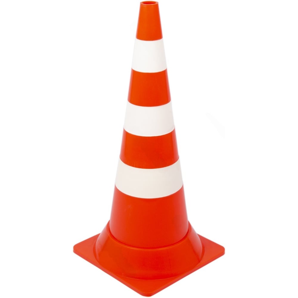 Изображение товара Конус сигнальный с маской ПРОТЭКТ КС-2.8, оранжевый, 3 светоотражающие полосы, квадратное основание