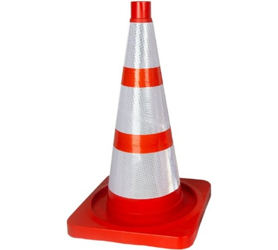 Изображение товара Конус сигнальный с маской ПРОТЭКТ КС-2.8, Оранжевый, с 3-мя светоотражающими полосами, квадратное основание КСМ-2.8-П