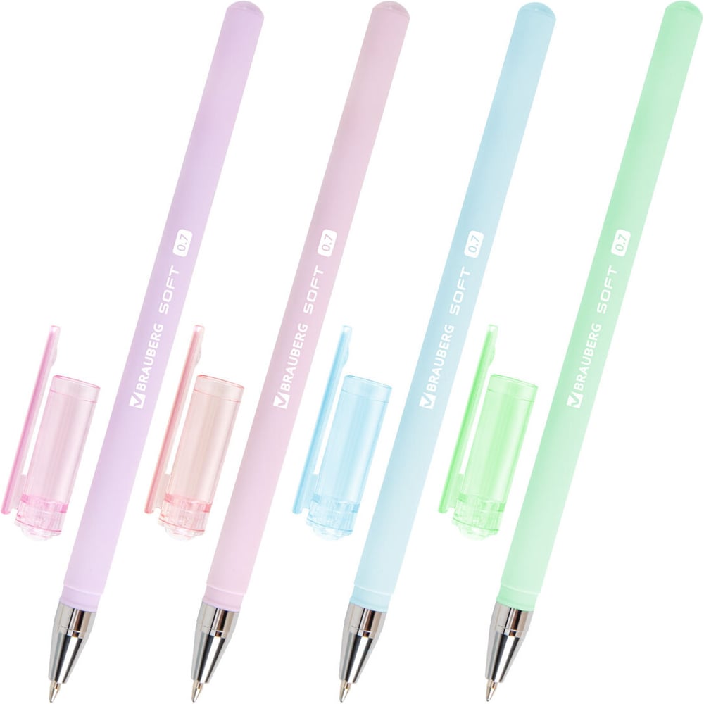 Изображение товара Ручка шариковая BRAUBERG SOFT PASTEL, СИНЯЯ, 36 шт., корпус ассорти, узел 0,7мм, линия 0,35мм, 144397