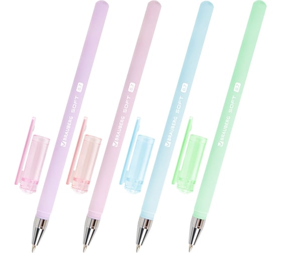 Изображение товара Ручка шариковая BRAUBERG SOFT PASTEL, СИНЯЯ, 36 шт., корпус ассорти, узел 0,7мм, линия 0,35мм, 144397