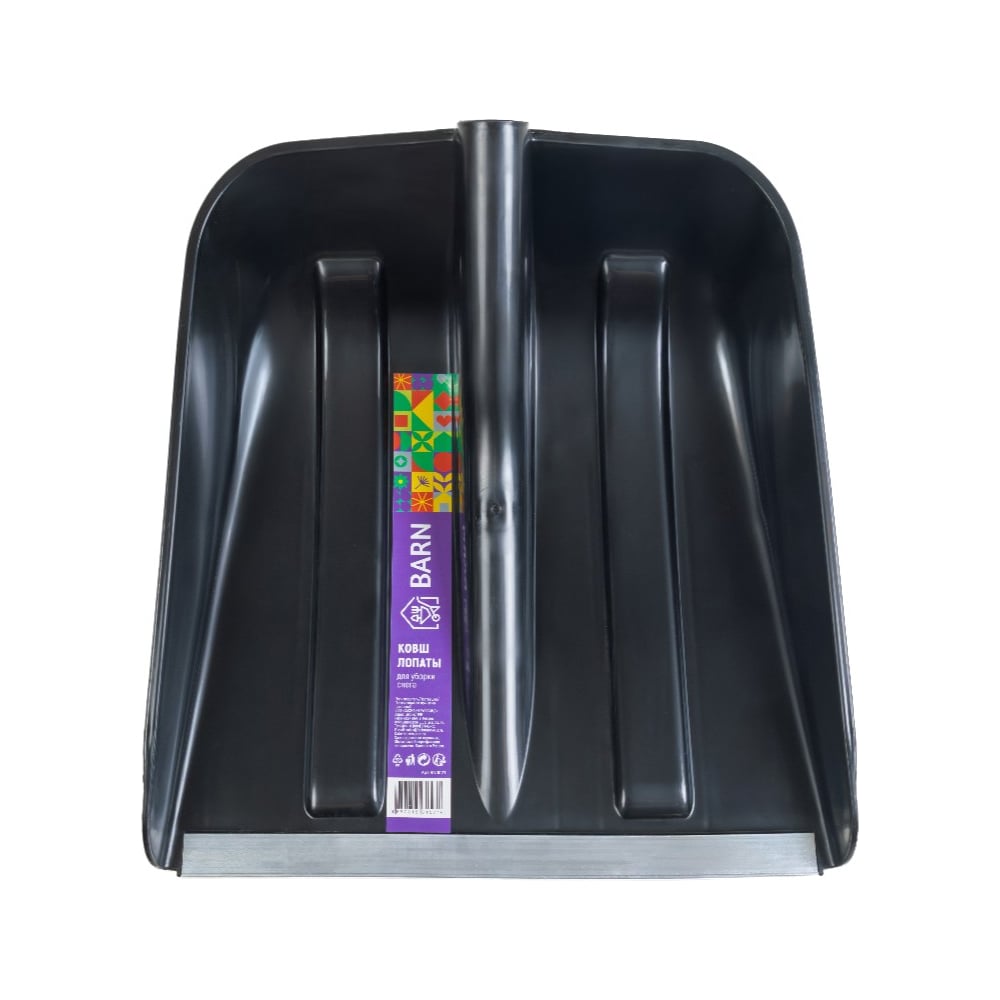 Изображение товара Лопата для снега BARN BN0021 с алюминиевой планкой 380 мм - надежный зимний инструмент