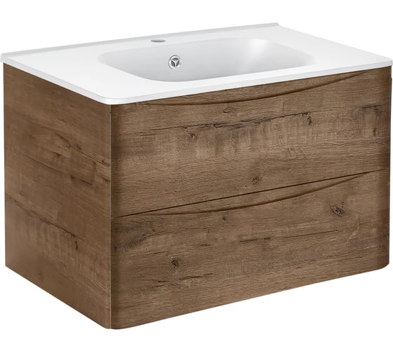 Изображение товара База под раковину VINCEA Paola 800 подвесная, 2 выкатных ящика soft close, V.Oak. VMC-2P800VO