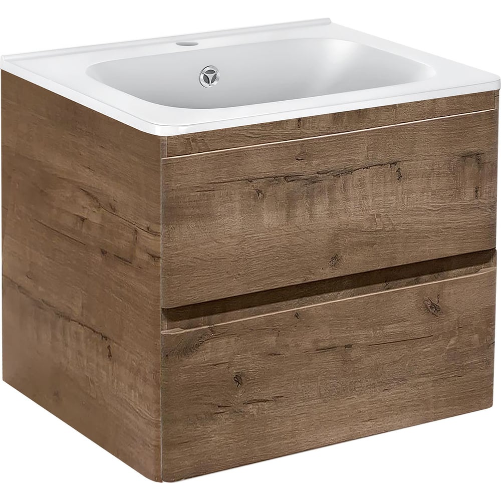База под раковину VINCEA Vico 600 подвесная, 2 выкатных ящика soft close, V.Oak. VMC-2V600VO