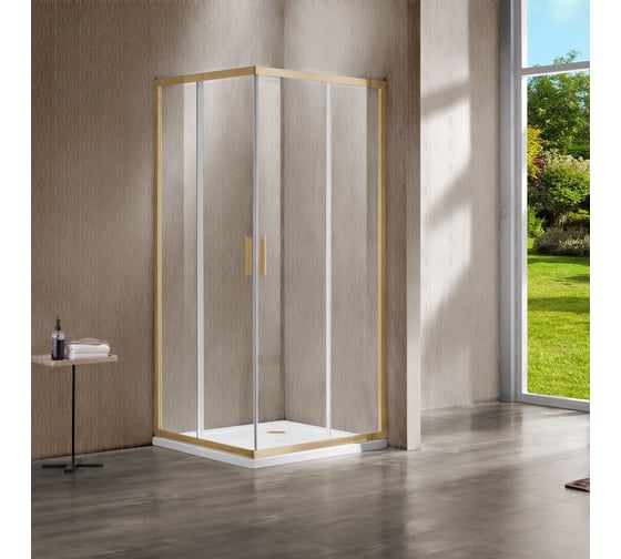 Изображение товара Душевой уголок VINCEA Garda, 900х900, брашированное золото, стекло прозрачное VSS-1G900CLG