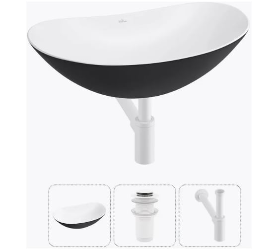 Изображение товара Набор 3 в 1 Wellsee Carefree Dove накладная раковина 60x36 см 20212326R