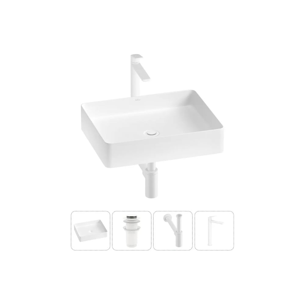 Изображение товара Накладная раковина Wellsee FreeDom 2.0 51x40 см санфарфор белая стильная