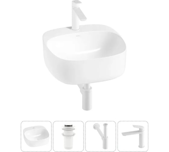 Изображение товара Набор 4 в 1 Wellsee Ideal накладная раковина 42x42 см 20214090R