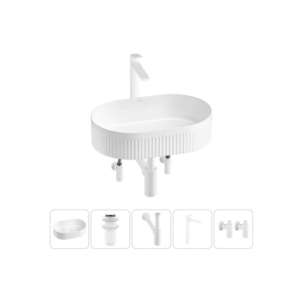 Изображение товара Набор 5 в 1 Wellsee Festive Fox 2.0 накладная раковина 50x32 см