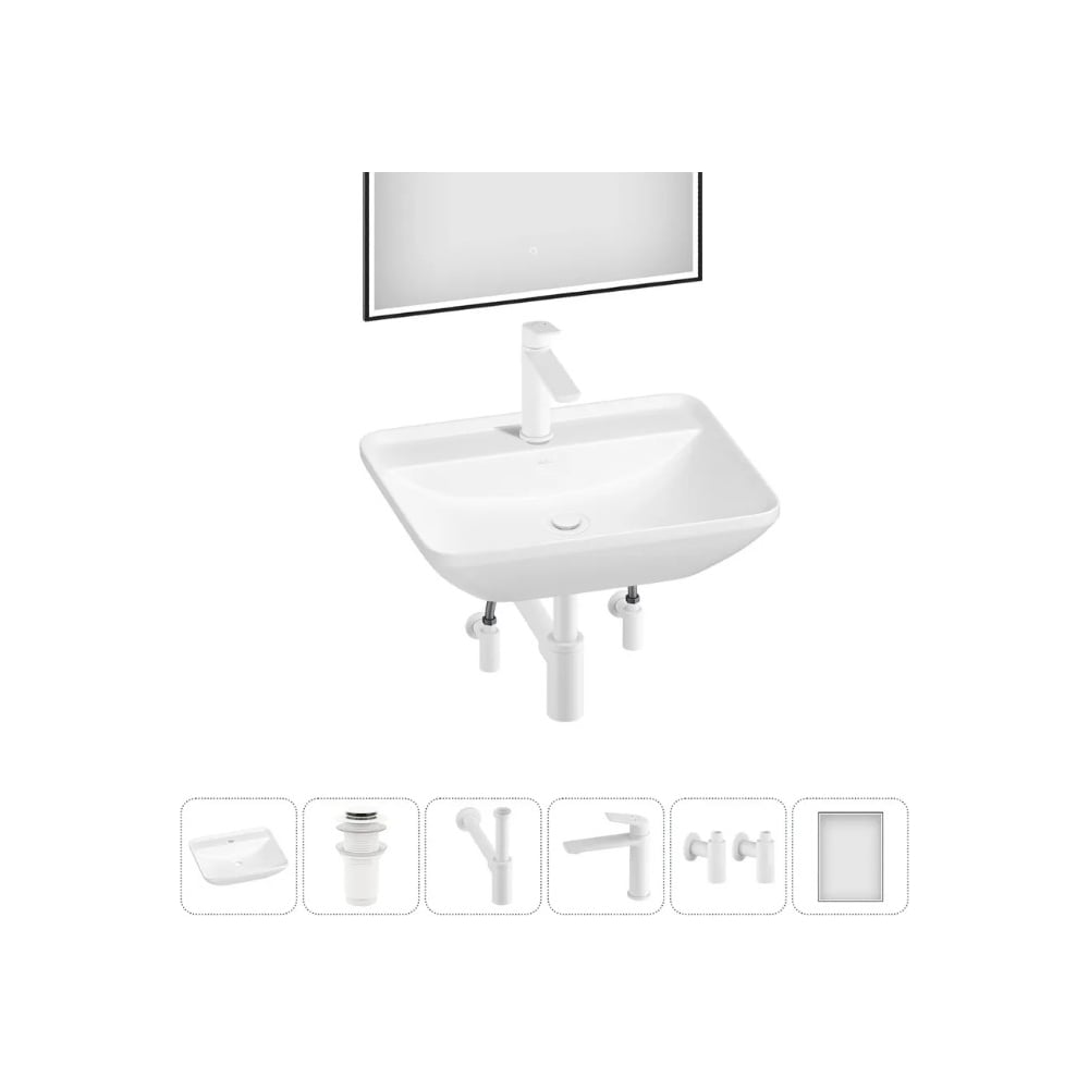 Изображение товара Набор 6 в 1 Wellsee Cute Twin S накладная раковина 55x42 см