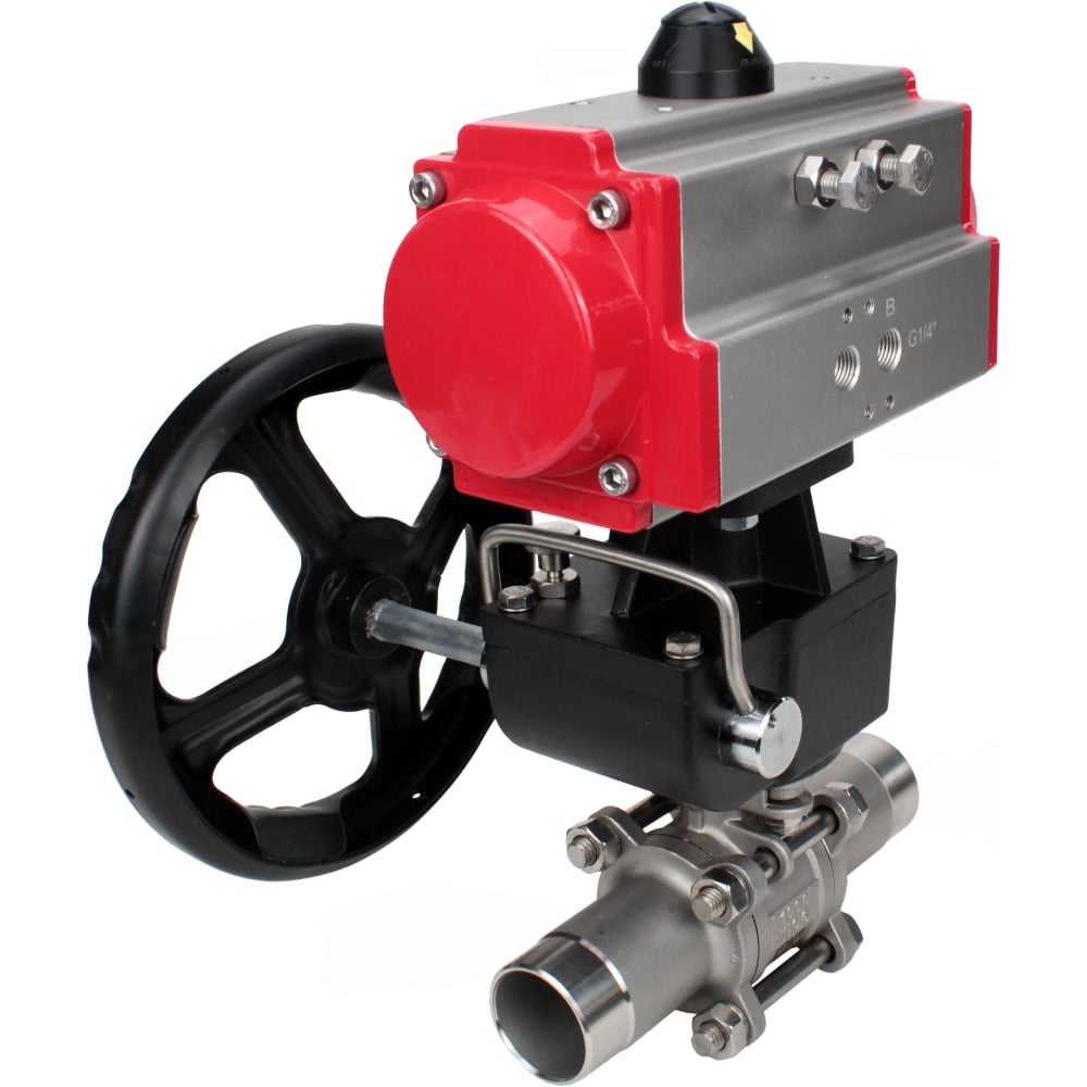 Изображение товара Кран шаровой DN.ru 304-304-PTFE-W-ISO-H Ду50 Ру40 пневмопривод