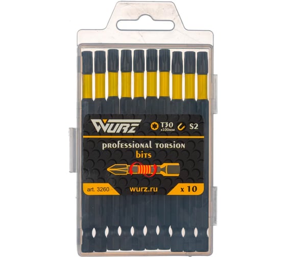 Изображение товара Бита торсионная магнитная WURZ T30, 100мм, 10шт/бокс 3260