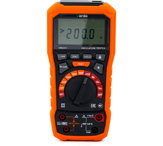 Изображение товара Измеритель сопротивления изоляции VERDO IH6301 (Мегаомметр) до 1000В IH630100