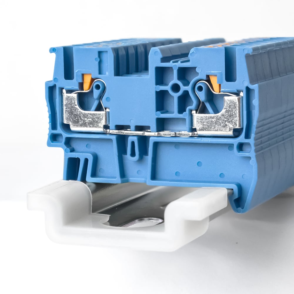 Изображение товара Клемма KLR RYK 2.5 BU-V0 с рычажными зажимами и классом горючести V0