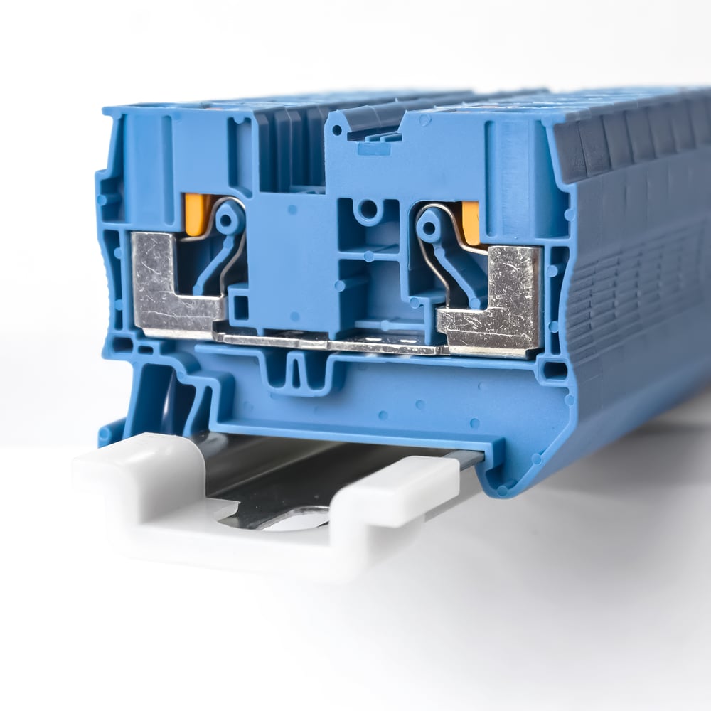 Изображение товара Клемма KLR RYK 6 BU-V0 для подключения проводов 6 мм2 на DIN-рейку