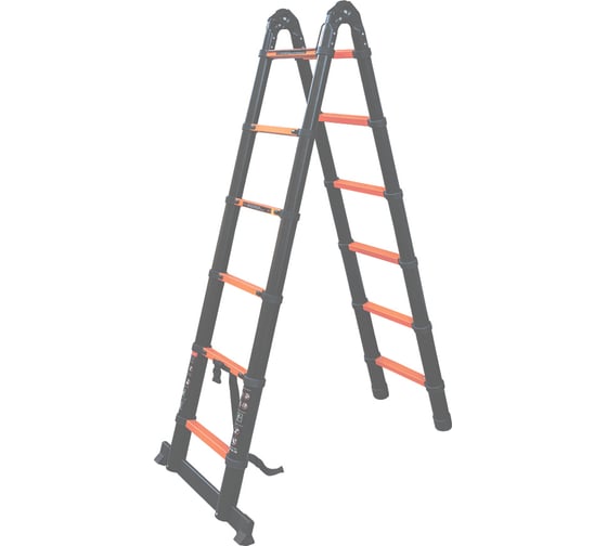 Изображение товара Лестница-стремянка ISMA телескопическая алюминевая бытовая 1.9+1.9м (6+6 ступенек) ISMA-UP190-M(62703)