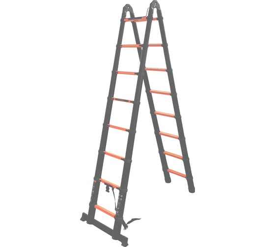 Изображение товара Лестница-стремянка ISMA телескопическая алюминевая бытовая 2.5+2.5м (8+8 ступенек) ISMA-UP250-M(62705)