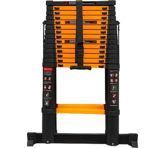 Изображение товара Стремянка телескопическая ISMA алюминевая, бытовая, 4.4м (15+15 ступенек) ISMA-UP440-2(62698)