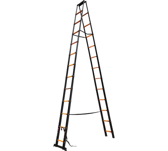 Изображение товара Стремянка телескопическая ISMA алюминевая, бытовая, 5м (13+13 ступенек) ISMA-UP500-2(62699)