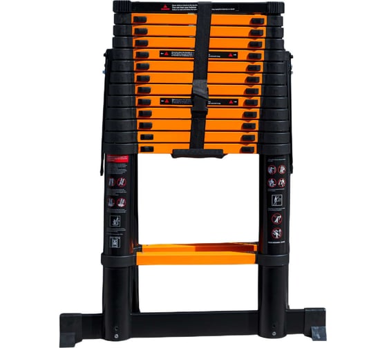 Изображение товара Стремянка телескопическая ISMA алюминевая, бытовая, 4.1м (14+14 ступенек) ISMA-UP410-2(62697)