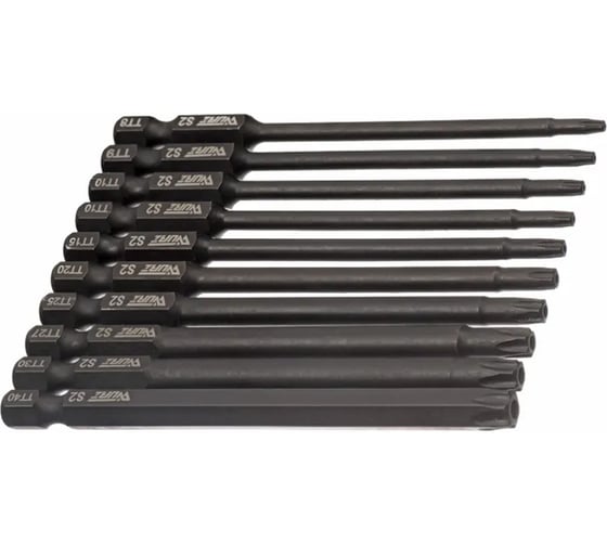 Изображение товара Набор магнитных бит WURZ 90мм, TORX с отверстием Т8-Т40, 10шт/бокс 3199