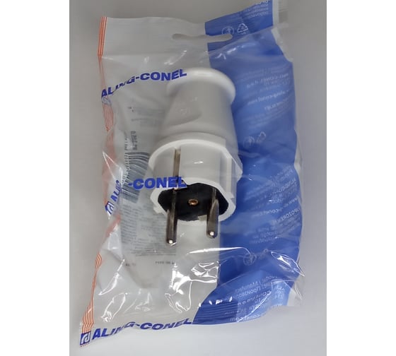 Изображение товара Массивная вилка Aling-conel MEDIUM с заземляющим контактом 16A 250В, белый 305.0 137004