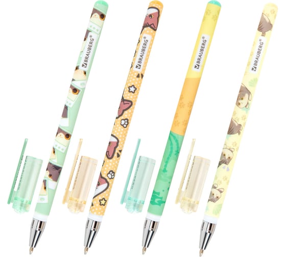 Изображение товара Ручка шариковая BRAUBERG с принтом МИЛЫЕ КОТЫ, СИНЯЯ, комплект 36 шт., узел 0,7 мм, линия 0,35 мм, 144478