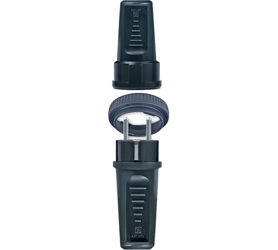 Изображение товара Комплект вилка и розетка со стопорным кольцом Aling-conel 16А 250В, черный 4064.13 142006