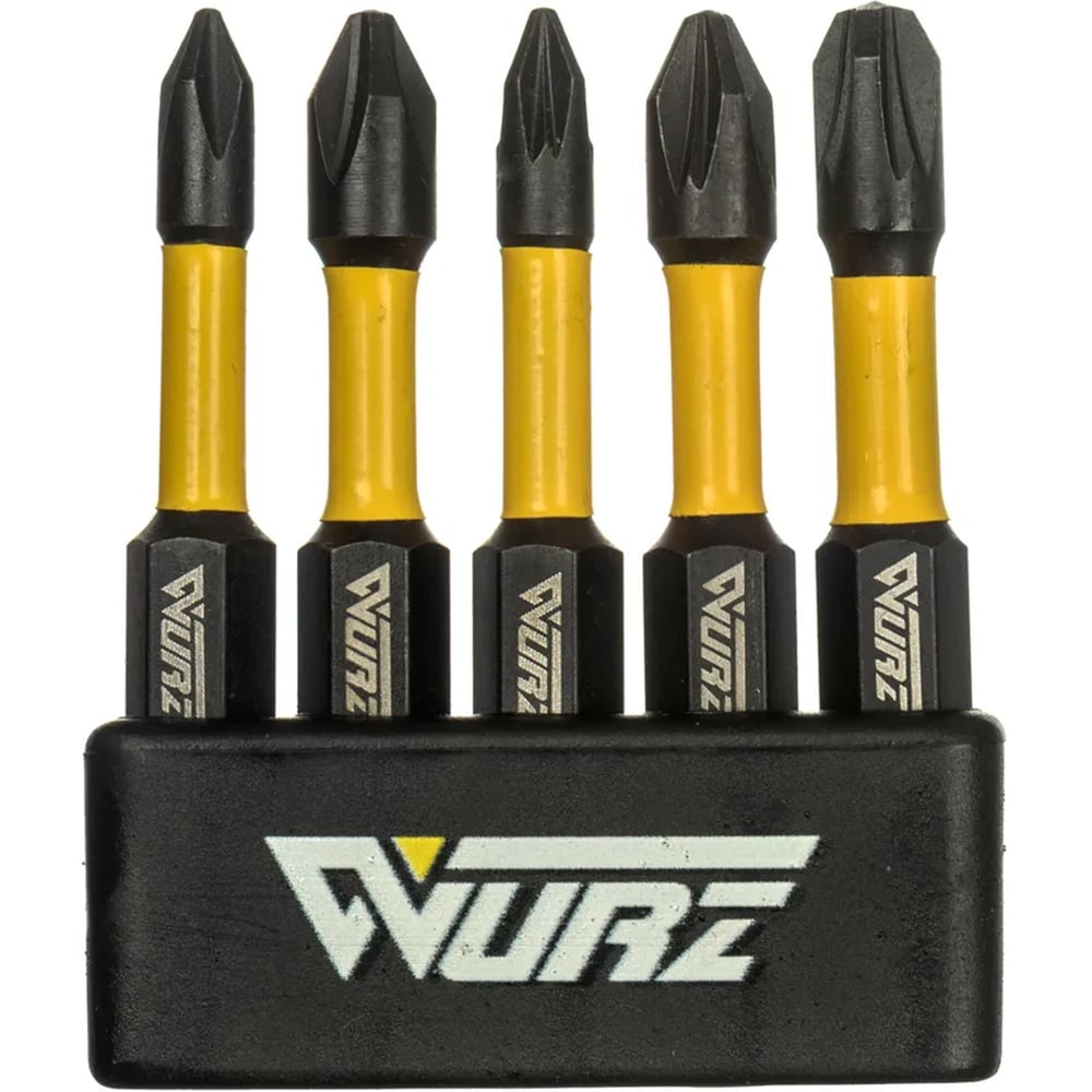 Изображение товара Набор торсионных магнитных бит WURZ 50мм, 5шт (PH1,PH2,PZ1,PZ2,PZ3)