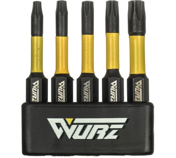 Изображение товара Набор торсионных магнитных бит WURZ 50мм, TORX (T10,T15,T20,T25,T30), 5шт/упак 4265