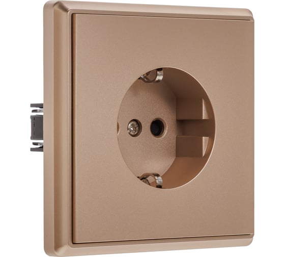 Изображение товара 1-местная силовая розетка ALTECH ENCORE 1SY скрытого монтажа с заземлением и шторками шампань в сборе 07435