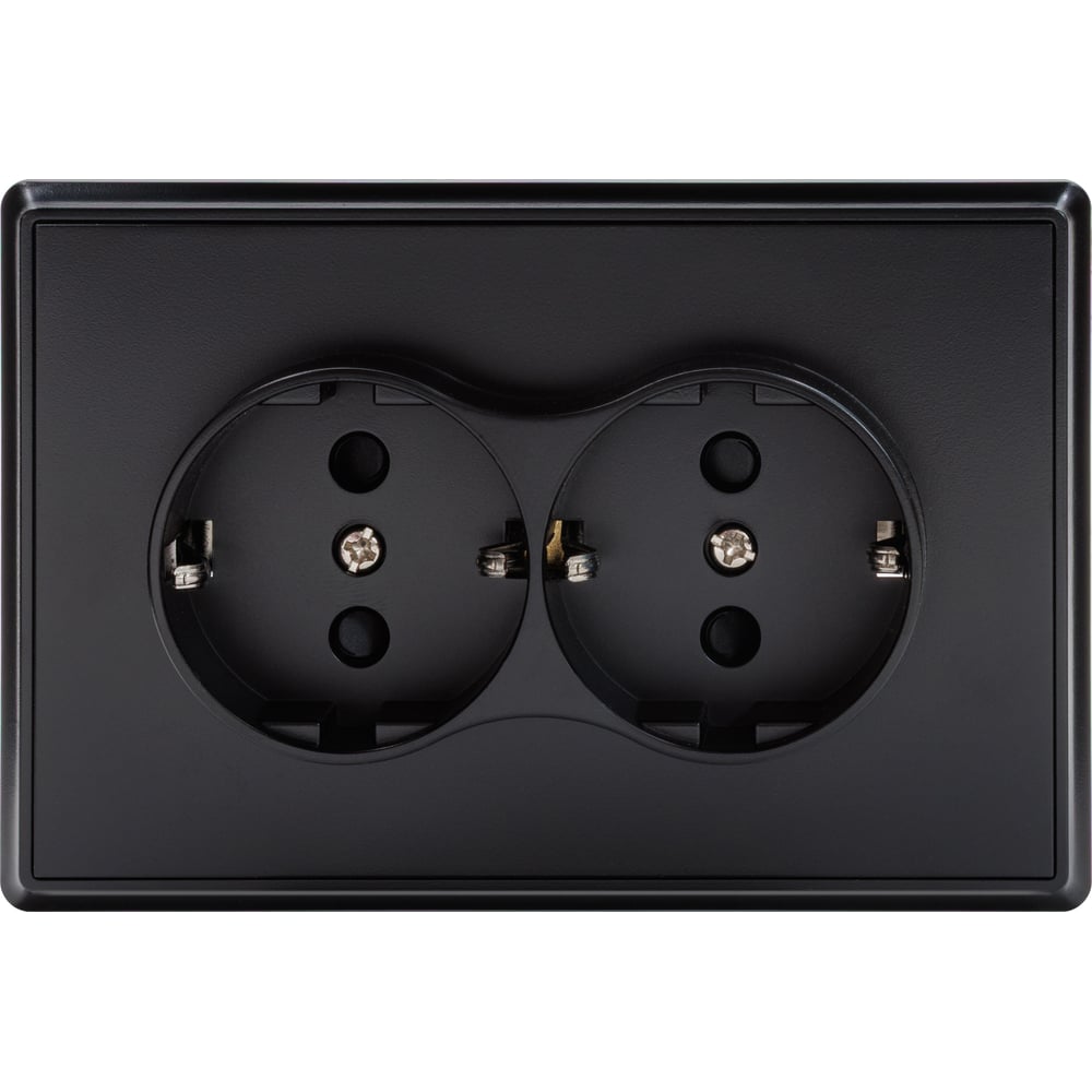 Изображение товара Силовая розетка ALTECH ENCORE 2SY 2 поста встраиваемая черная с заземлением