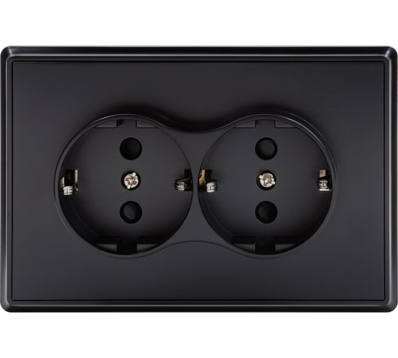 Изображение товара 2-местная силовая розетка ENCORE скрытого монтажа с заземлением и шторками черная в сборе ALTECH 2SB 07365