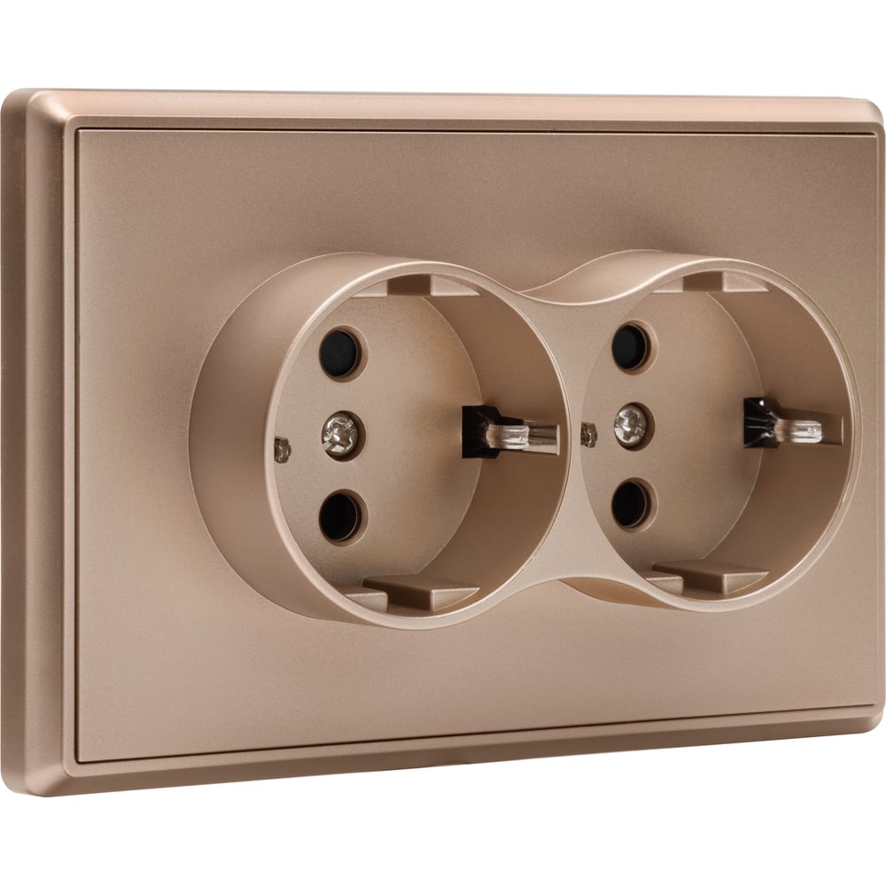 Изображение товара 2-местная силовая розетка ALTECH ENCORE 2SY скрытого монтажа шампань IP20