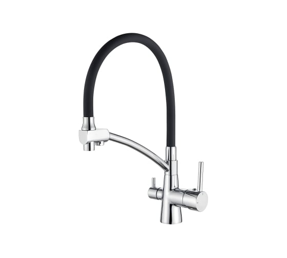 Изображение товара Смеситель для кухни LEDEME с выходом для питьевой воды, гибкий шланг, черный/хром L4855-2 808298