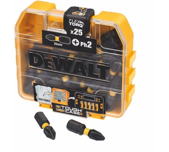 Изображение товара Набор бит  DEWALT EXTREME DT70555T, FlexTorq PH2 25 мм, 25 шт в кейсе DT70555T-QZ