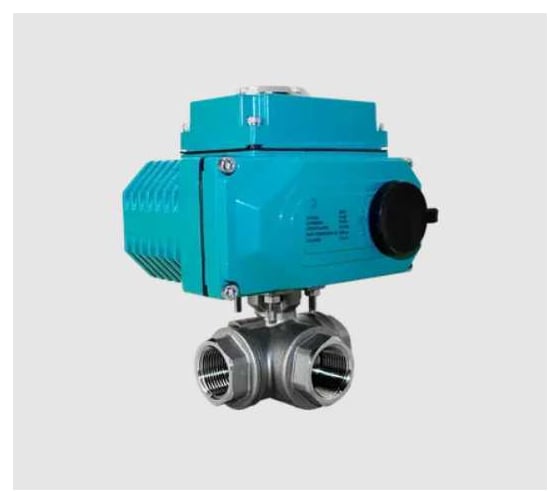 Изображение товара Кран шаровой трёхходовой NEWKEY L-тип, AISI304 DN15 (1/2), с электроприводом AC 24V (C-03) NK-BTl15/4*PEAL30