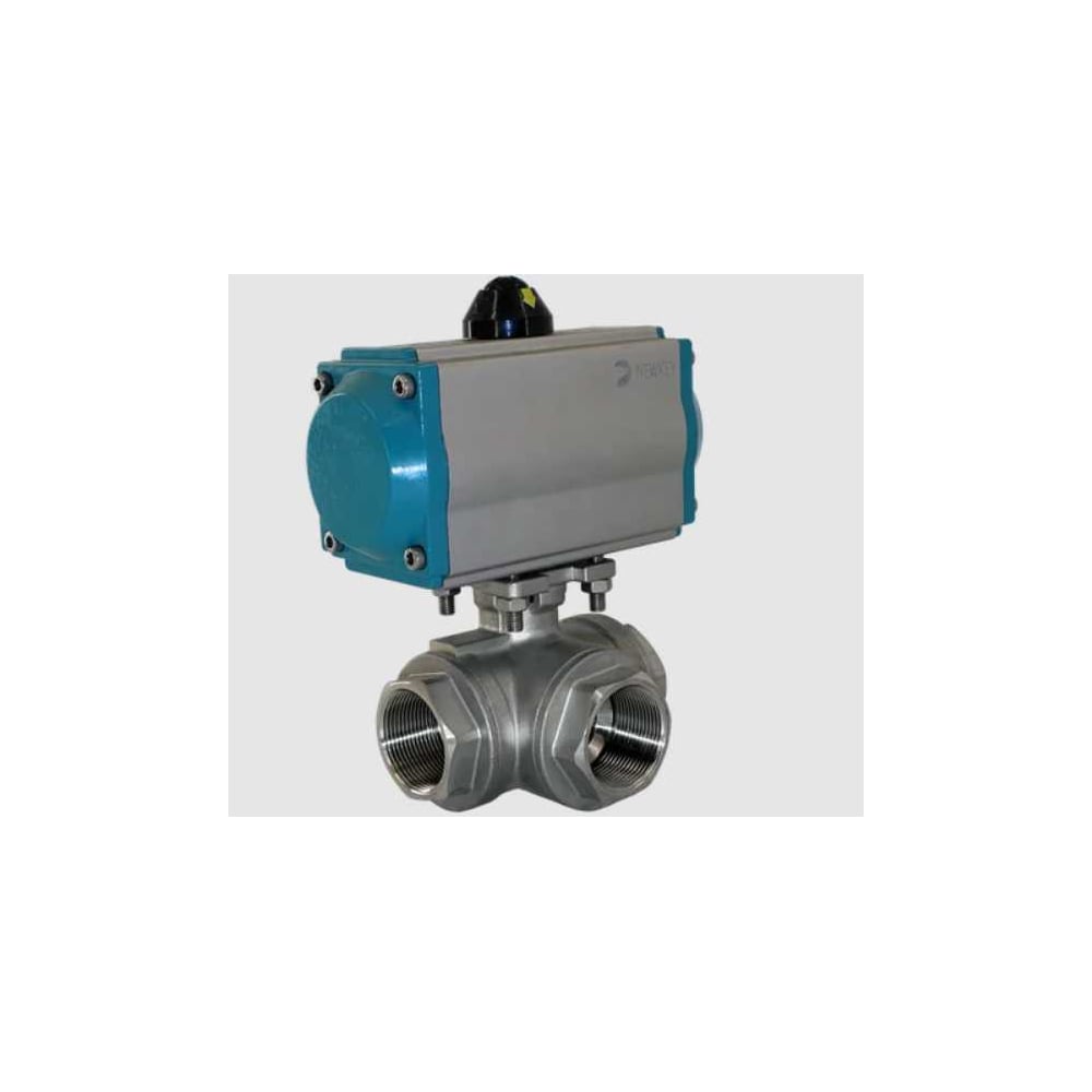 Изображение товара Трехходовой нержавеющий кран NEWKEY DN32 PN40 с пневмоприводом