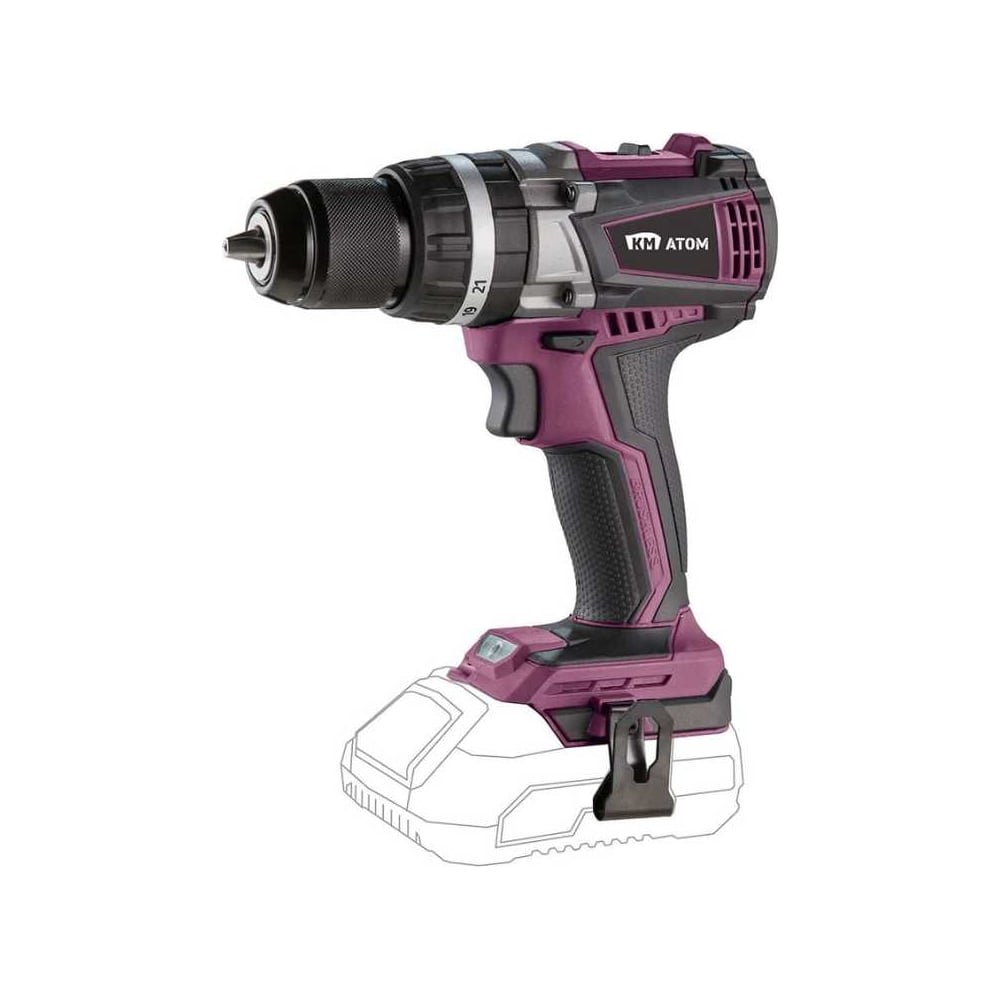 Изображение товара Дрель-шуруповерт ударная аккумуляторная КМ АТОМ 18 В без АКБ и ЗУ СТМ CID-184BL