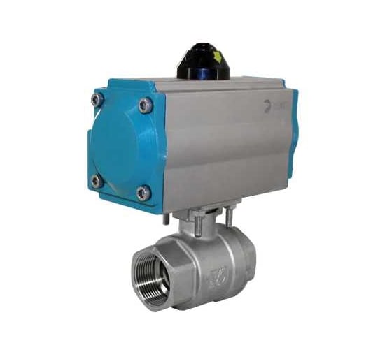 Изображение товара Кран шаровой муфтовый NEWKEY (2PC), AISI304 DN20 (3/4), с односторонним пневмоприводом AT52S NK-BMp20/4*AT52S