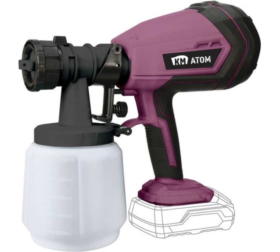 Изображение товара Краскопульт аккумуляторный КМ АТОМ 18 В, 1 л, без АКБ и ЗУ, CSG-181