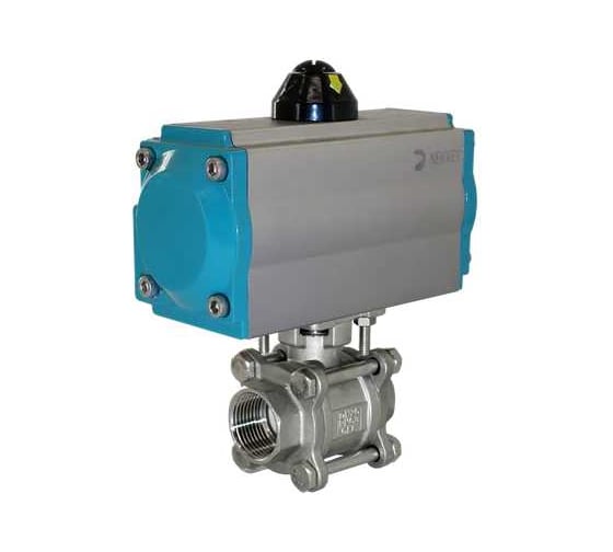 Изображение товара Кран шаровой муфтовый NEWKEY (3PC), AISI304 DN32 (1_1/4), с односторонним пневмоприводом AT52S NK-BMTp32/4*AT52S