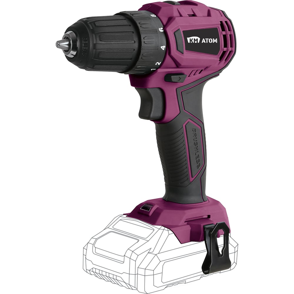 Изображение товара Аккумуляторная дрель-шуруповерт КМ АТОМ 18 В без АКБ и ЗУ бесщеточный Изображение товара Аккумуляторная дрель-шуруповерт КМ АТОМ 18 В без АКБ и ЗУ бесщеточный