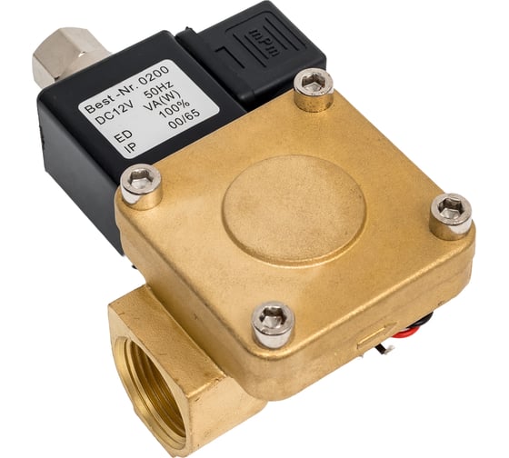 Изображение товара Клапан электромагнитный NEWKEY латунный, обратного действия, нормально открытый, DN20 (3/4), PN16, 12DC 0927300K-12DC