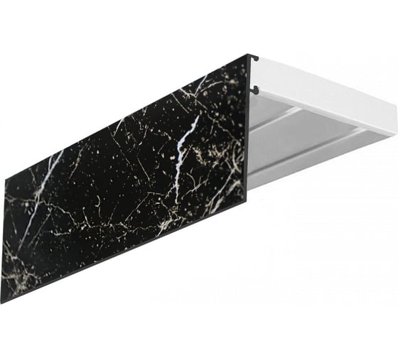 Изображение товара Двухрядный карниз Эскар Эконом+ черный мрамор в сборе, 7 см, 2.6 м 767420260